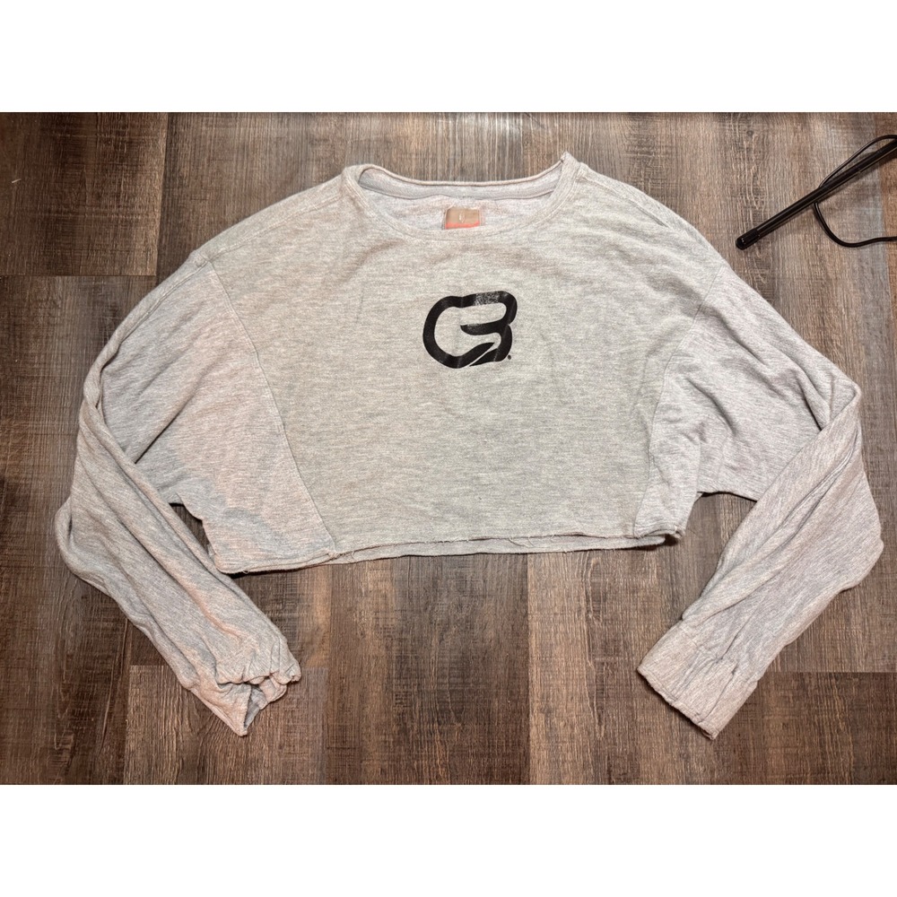 CycleBar x Free People Movement Womens XS Heather Grey Cropped Sweatshirt Top